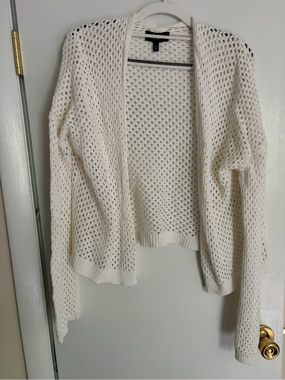 Express Open-Knit Ivory Cardigan Sweater